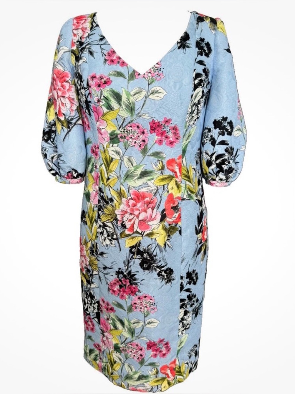 Carlisle Collection women’s Blue Floral V-Neck Dress Size 4